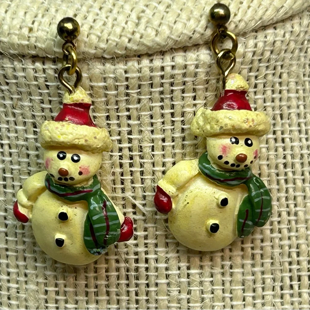 Christmas Snowman‎ Dangle Earrings
